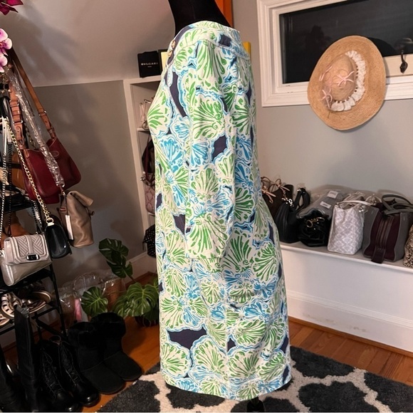 Lilly Pulitzer French Terry 3/4 Sleeve Boat Neck Shell Print Dress Size M - Picture 4 of 9